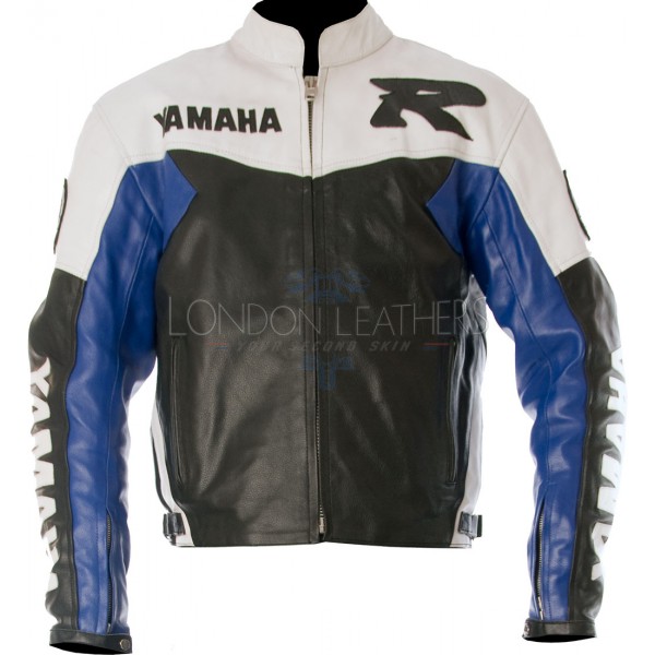 Yamaha R Blue Leather Motorcycle Jacket